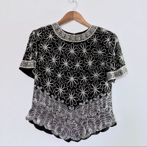 Vintage Laurence Kazar · Beaded Sequin Top